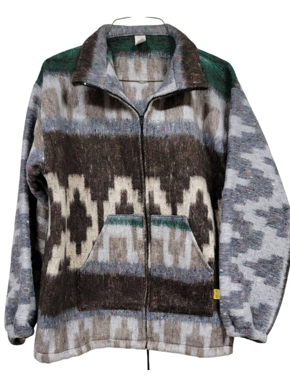 Molina Indian Drawin Southwestern Aztec Zip Up Fleece/Felted Jacket Vintage